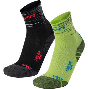 UYN Free Run Socks 2 Pairs Green Lime/French Blue-Black/Red 45/47