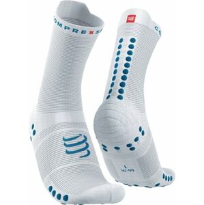 Compressport Pro Racing Socks v4.0 Run High White/Fjord Blue T2